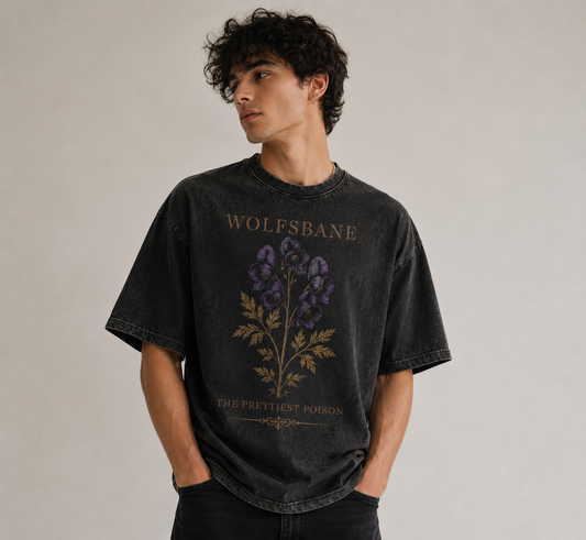 WOLFSBANE Vintage Wash Floral Oversized T-Shirt