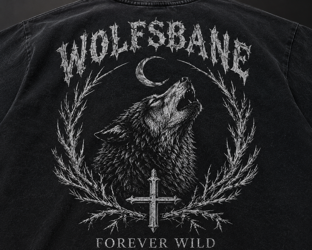 WOLFSBANE Forever Wild Fade Wash Oversized Tee 🐺🌙